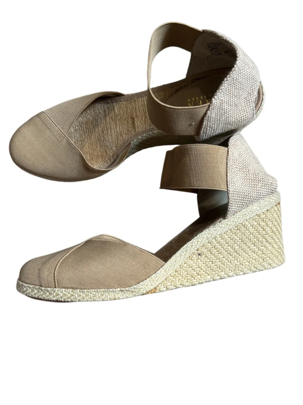 Ralph Lauren Natural Charla‎ Canvas Espadrille Wedge Sandal 10 Old Money Coastal